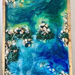 Resin “Birds Eye View” Found Art/Mixed Media Art Piece
